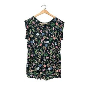Pleione Nordstrom Colorful Floral Print Short Sleeve Blouse Large‎ L